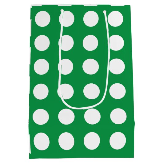 Groen Wit Polka Dot Schattige Girly Medium Cadeauzakje (Achterkant)