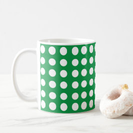 Groen Wit Polka Dot Schattige Retro Koffiemok