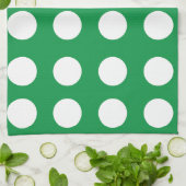 Groen Wit Polka Dot Schattige Retro Theedoek (Gevouwen)