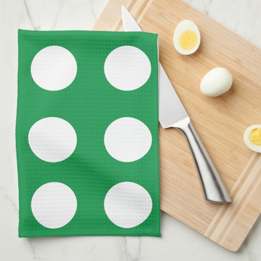 Groen Wit Polka Dot Schattige Retro Theedoek (Quarter Fold)