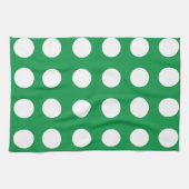 Groen Wit Polka Dot Schattige Retro Theedoek (Horizontaal)