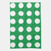 Groen Wit Polka Dot Schattige Retro Theedoek (Verticaal)