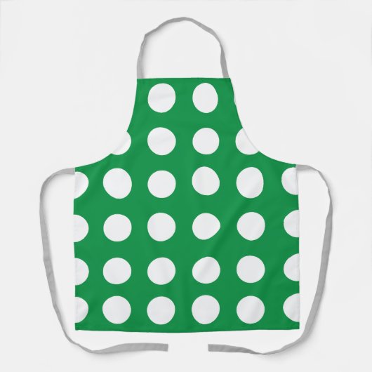 Groen Wit Polka Dot Stijlvol Schattige Schort (Voorkant)