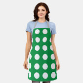 Groen Wit Polka Dot Stijlvol Schattige Schort (Gedragen)