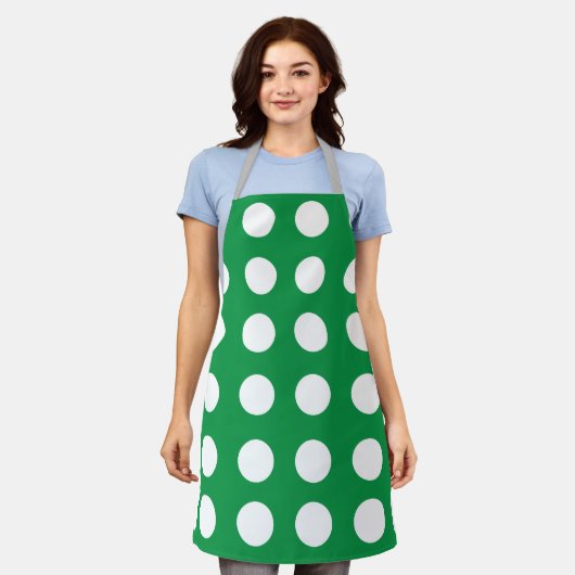 Groen Wit Polka Dot Stijlvol Schattige Schort (Gedragen)