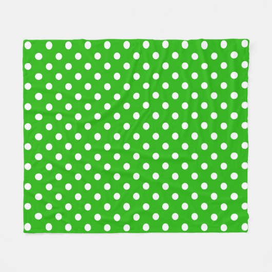 Groen Wit Polka Dots Design Fleece Deken (Voorkant (Horizontaal))