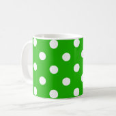 Groen Wit Polka Dots Design Koffiemok (Voorkant links)