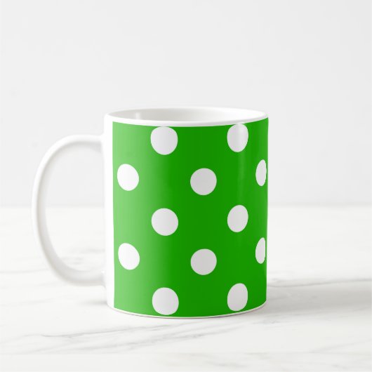 Groen Wit Polka Dots Design Koffiemok (Links)