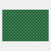 Groen Wit Polka Dots Sterren Plaid Vakantie Inpakpapier Vel (Voorkant)