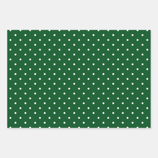Groen Wit Polka Dots Sterren Plaid Vakantie Inpakpapier Vel (Voorkant)