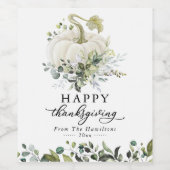 groen wit pompoen gelukkig Thanksgiving Wijn Etiket (Enkel label)