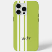 Groen Wit Racing Stripes Serif Naam Case-Mate iPhone Case (Achterkant)