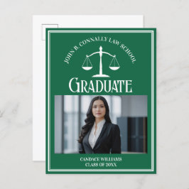 Groen Wit Recht School Foto Afstuderen Aankondigingskaart