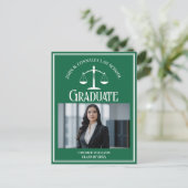 Groen Wit Recht School Foto Afstuderen Aankondigingskaart (Staand voorkant)