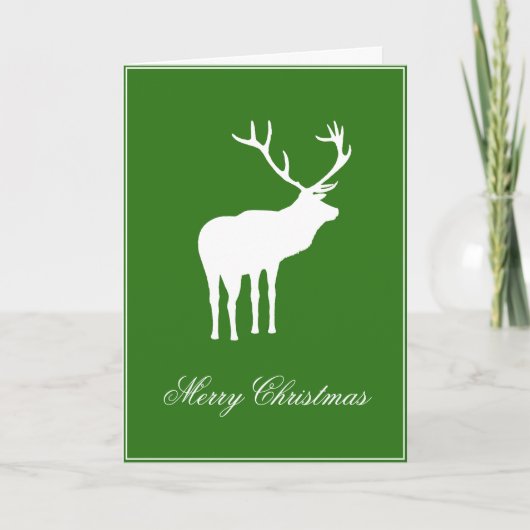 Groen Wit Rendier Elegant Vakantie Gevouwen Kaart (Voorkant)