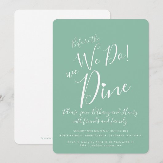 Groen wit repetitief diner voor we een uitnodiging (Voorkant / Achterkant)