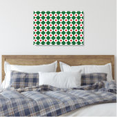 Groen, wit, rood diamantpatroon canvas afdruk (Insitu (Slaapkamer))