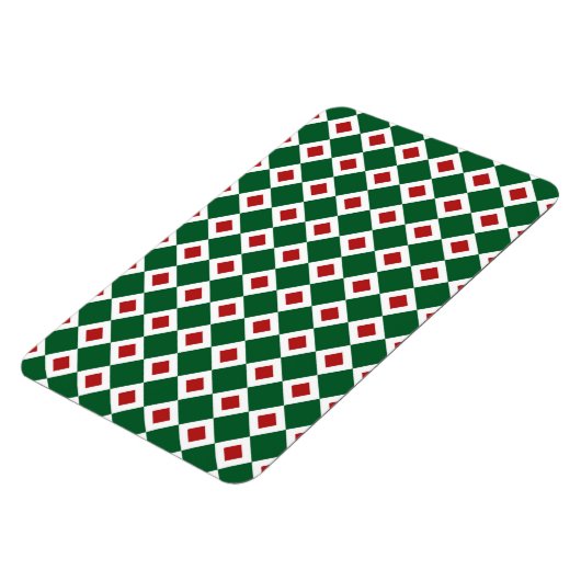 Groen, wit, rood diamantpatroon magneet (Linkerzijde)