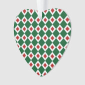 Groen, wit, rood diamantpatroon ornament (voorkant)
