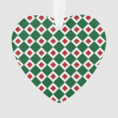 Groen, wit, rood diamantpatroon ornament (achterkant)