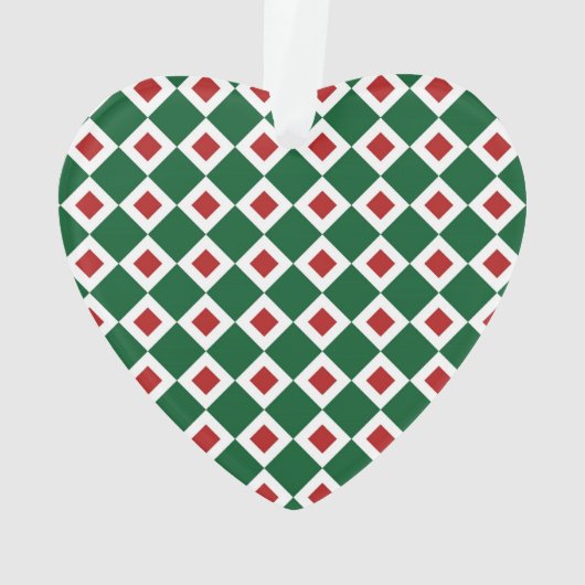 Groen, wit, rood diamantpatroon ornament (achterkant)