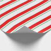 Groen, wit, rood gekleurd Stripes Patroon Cadeaupapier (Hoek)