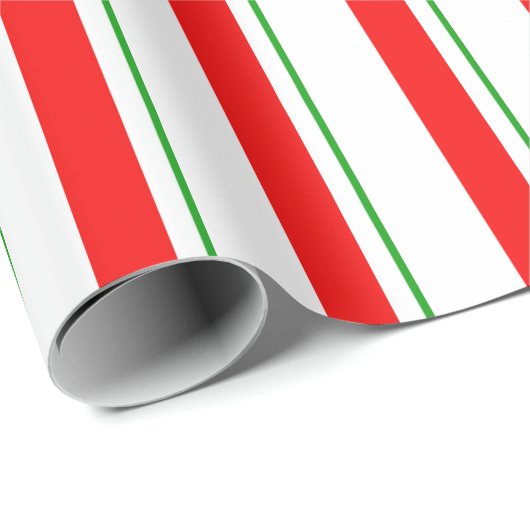 Groen, wit, rood gekleurd Stripes Patroon Cadeaupapier (Rol Hoek)