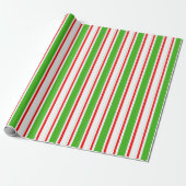 Groen, wit, rood gestreept/gelijnd patroon cadeaupapier (Uitgerold)