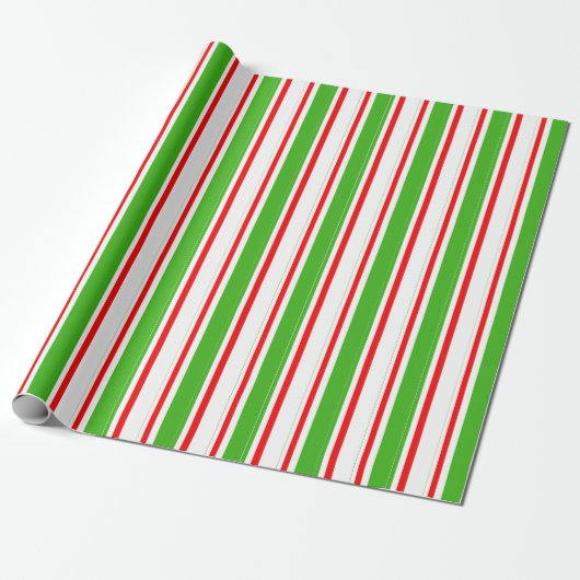 Groen, wit, rood gestreept/gelijnd patroon cadeaupapier (Uitgerold)