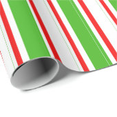 Groen, wit, rood gestreept/gelijnd patroon cadeaupapier (Rol Hoek)