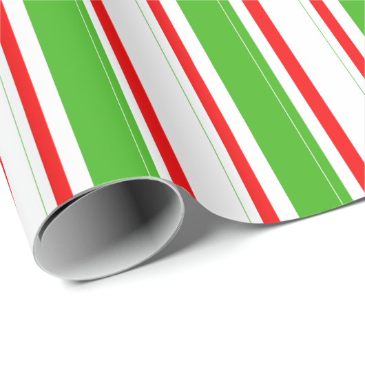 Groen, wit, rood gestreept/gelijnd patroon cadeaupapier (Rol Hoek)