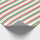 Groen, wit, rood gestreept patroon inpakpapier (Hoek)