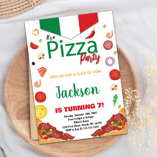 Groen Wit Rood Pizza Verjaardag Uitnodigingen