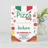 Groen Wit Rood Pizza Verjaardag Uitnodigingen (Staand voorkant)