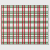 Groen Wit Rood Plaid Gingham Geruite Kerst Cadeaupapier (Vlak)