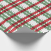 Groen Wit Rood Plaid Gingham Geruite Kerst Cadeaupapier (Hoek)
