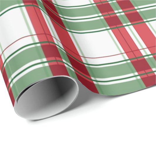 Groen Wit Rood Plaid Gingham Geruite Kerst Cadeaupapier (Rol Hoek)