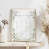 Groen Wit Rose Bloemen Bruiloft Zitkaarten Poster