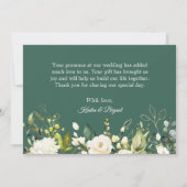 groen wit rose goud bloemenbruiloft bedankkaart (Achterkant)