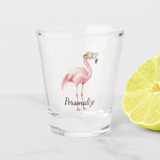 Groen Wit Roze Flamingo Beach Shot Glas (Voorkant)