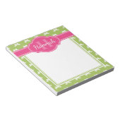 Groen wit roze monogram notitieblok (Schuin)