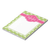 Groen wit roze monogram notitieblok (Linkerzijde)