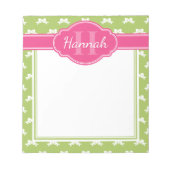 Groen wit roze monogram notitieblok (Voorkant)