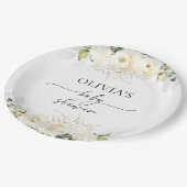 Groen Wit Rozen Baby shower Papier Bord (Gekanteld)