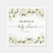 Groen Wit Rozen Baby shower Papieren servetten (Voorkant)