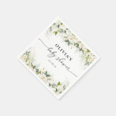 Groen Wit Rozen Baby shower Papieren servetten (Hoek)