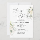 Groen Wit Rozen Bruids Douche Uitnodiging (Voorkant)