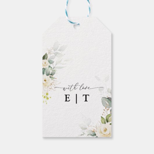 groen wit rozen bruiloft cadeau Label Cadeaulabel (Achterkant)