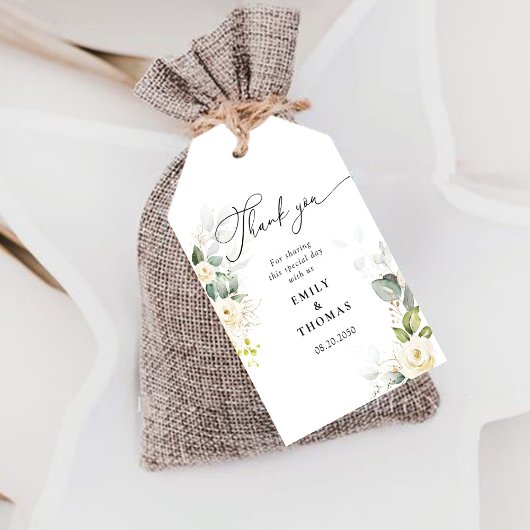 groen wit rozen bruiloft cadeau Label Cadeaulabel