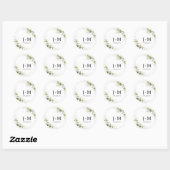 Groen Wit Rozen Bruiloft Classic Ronde Sticker (Vel)